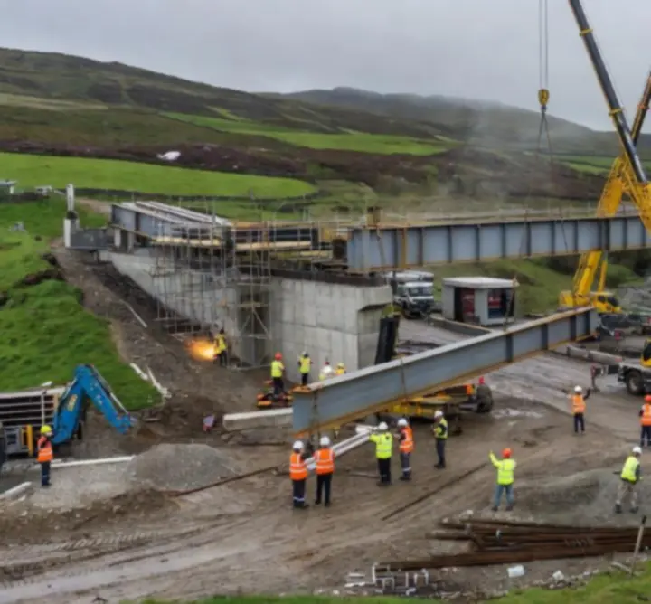UK infrastructure construction site with civil engineering works in progress.