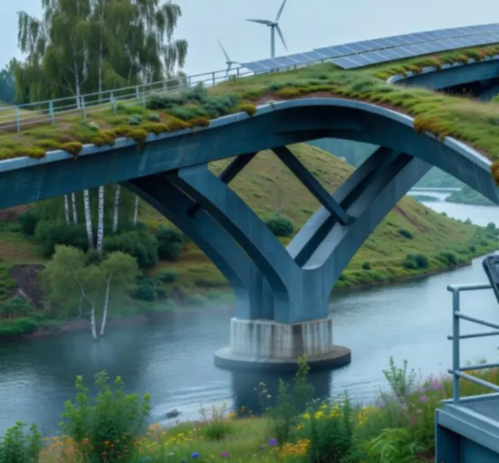 Sustainable infrastructure engineering concept with modern, low-impact design